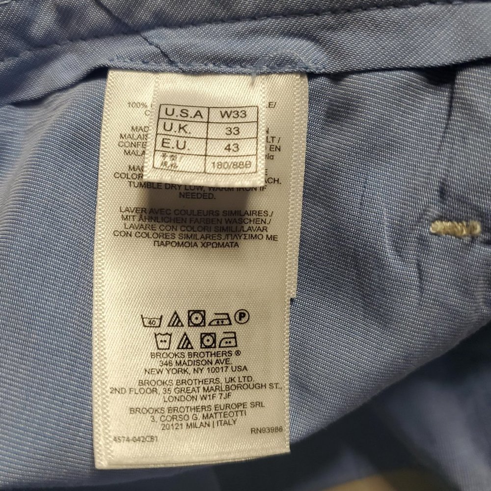 Brooks Brothers Men's Shorts Lightweight Advantage Chino 33W Pleated Front - Picture 3 of 5